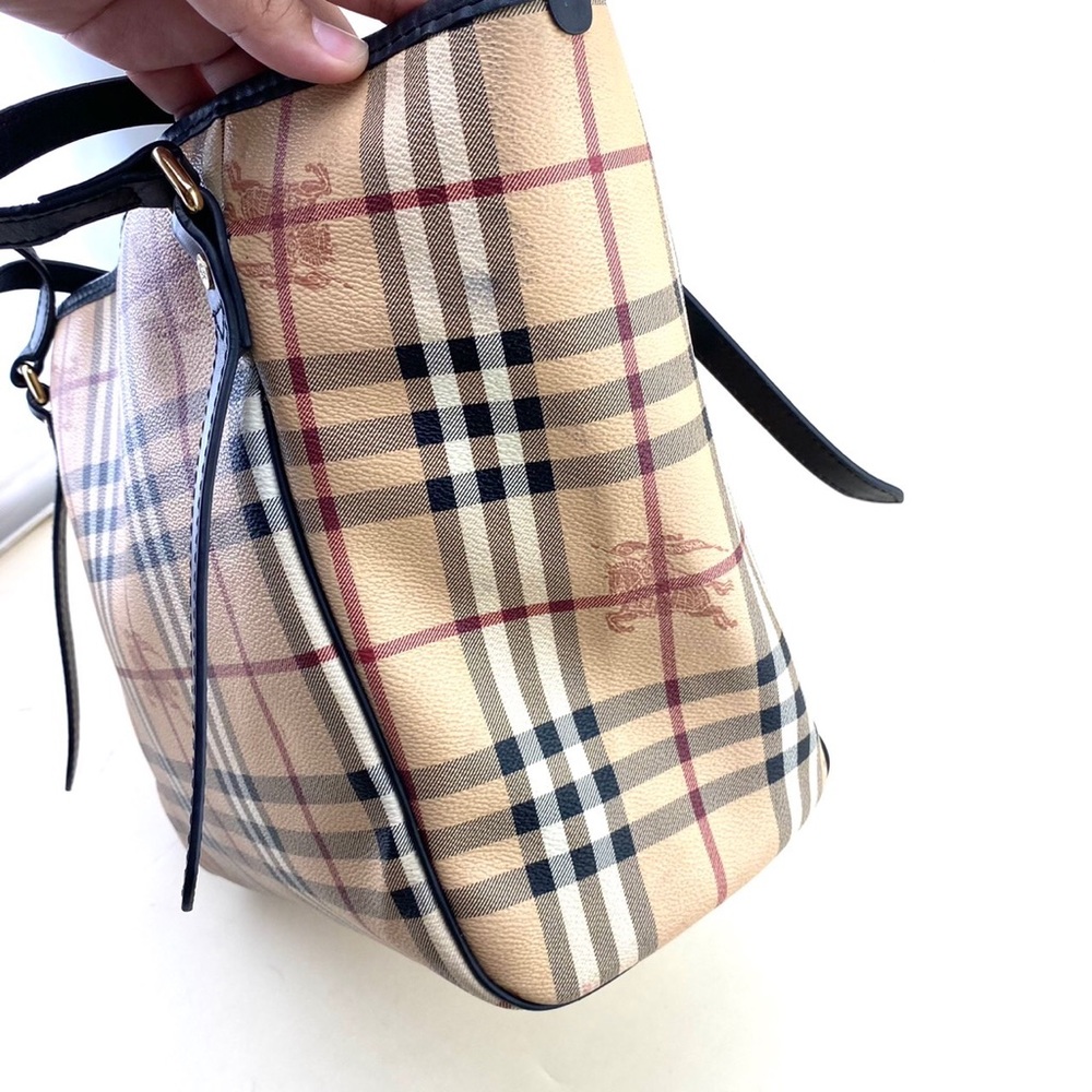 Burberry Small Haymarket Check Salisbury Chocolate Leather / Pvc Tote - Picture 4 of 12